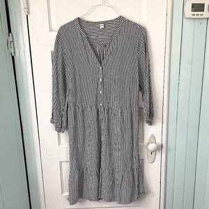 Old Navy B/W Pinstripe Cotton Dress L